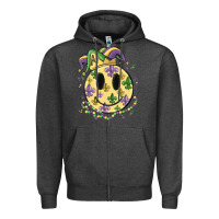 Charcoal Heather smiley face mardi gras Zipper Hoodie - MaliasSmallBusiness
