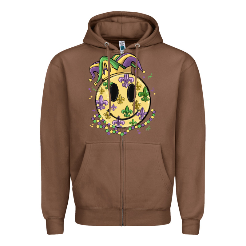Smiley Face Mardi Gras Zipper Hoodie by MaliasSmallBusiness | Teevron