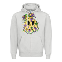 Dove Grey smiley face mardi gras Zipper Hoodie - MaliasSmallBusiness