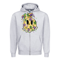 Heather Grey smiley face mardi gras Zipper Hoodie - MaliasSmallBusiness