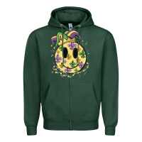 Sports Green smiley face mardi gras Zipper Hoodie - MaliasSmallBusiness