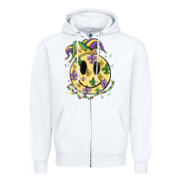 White smiley face mardi gras Zipper Hoodie - MaliasSmallBusiness