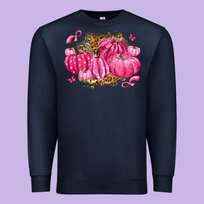 Breast Cancer Awareness Pink Pumpkins Premium Sweatshirt Designed By Lillyallendesigns