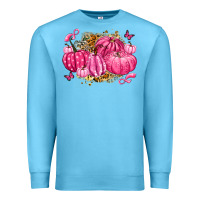 Ocean Blue breast cancer awareness pink pumpkins Premium Sweatshirt - LillyAllenDesigns