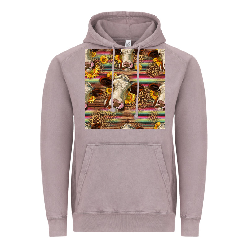 Western Hereford Cattle Seamless Pattern Vintage Hoodie by HRA Design Shop | Teevron