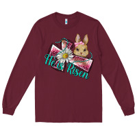 Burgundy he is risen cross rabbit Long Sleeve Tee - BarkalooDesign