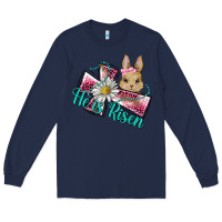 Navy he is risen cross rabbit Long Sleeve Tee - BarkalooDesign