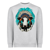 Heather Grey holstein indian headdress Heavyweight Sweatshirt - JahusDesignShop