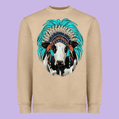 Holstein Indian Headdress Heavyweight Sweatshirt Designed By Jahusdesignshop