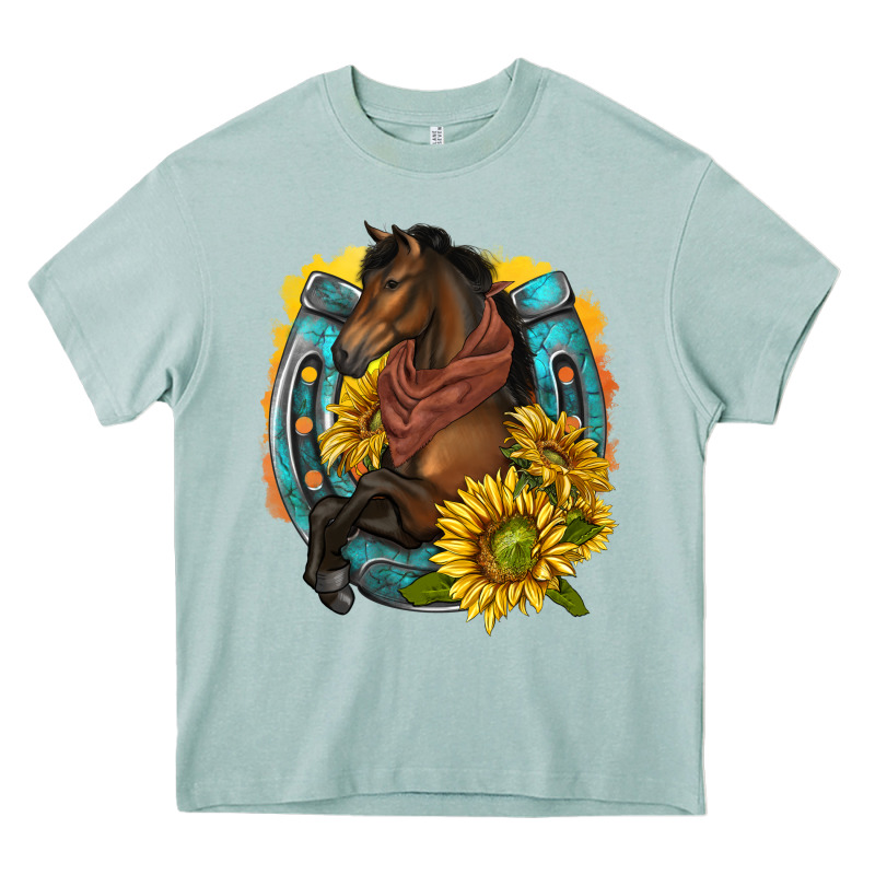 Western Horse With Horseshoe Heavy Core Tee by texasbilliewilder | Teevron
