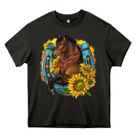 Asphalt western horse with horseshoe Heavy Core Tee - texasbilliewilder
