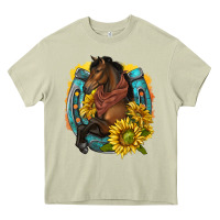 Mossy western horse with horseshoe Heavy Core Tee - texasbilliewilder