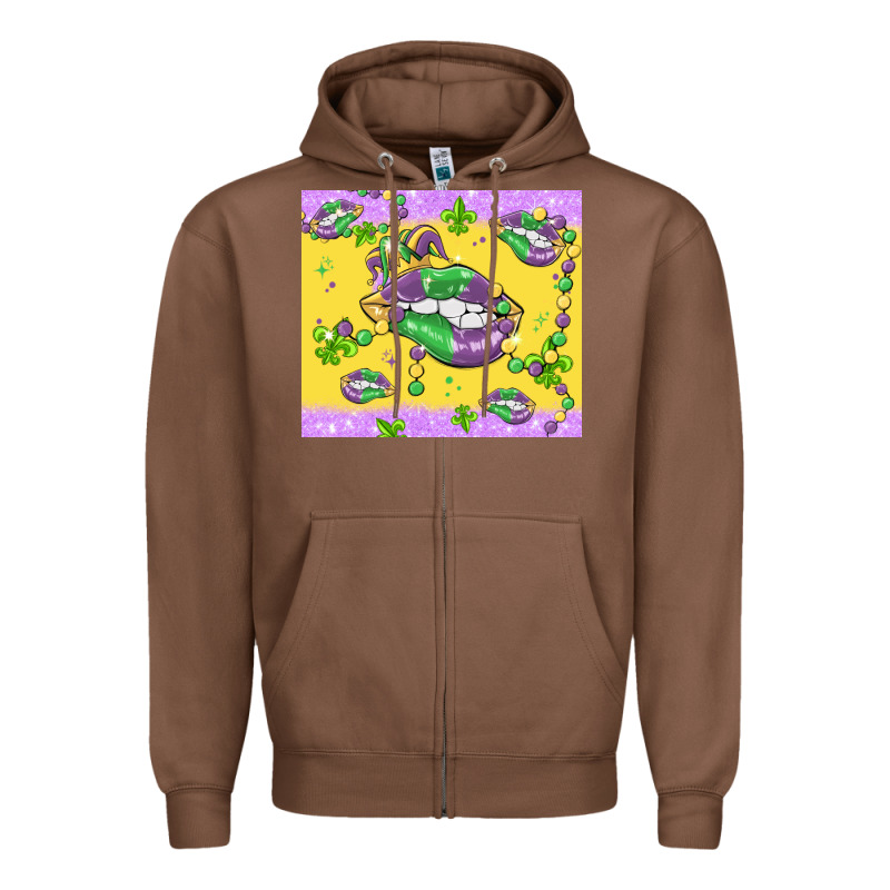 Mardi Gras Lips Zipper Hoodie by MaliasSmallBusiness | Teevron