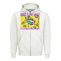Oatmeal Heather mardi gras lips Zipper Hoodie - MaliasSmallBusiness