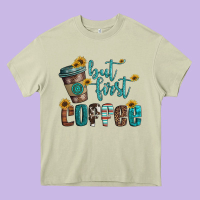 But First Coffee Heavy Core Tee Designed By Artiststas