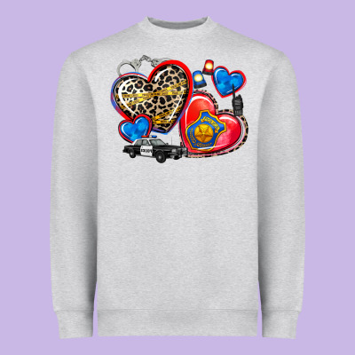 Western Leopard  Police Hearts Heavyweight Sweatshirt Designed By Adodesignshop