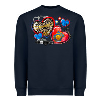 Navy western leopard  police hearts Heavyweight Sweatshirt - AdoDesignShop
