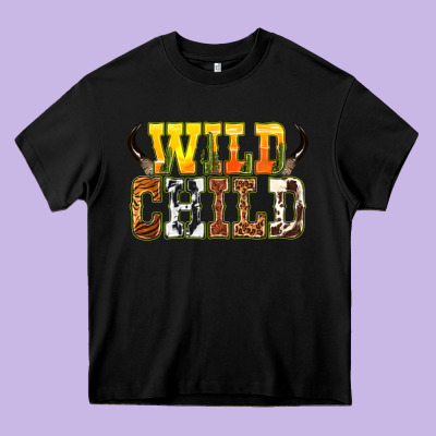 Western Wild Child Heavy Core Tee Designed By Texasbilliewilder