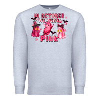 Heather Grey in october we wear pink Premium Sweatshirt - LillyAllenDesigns