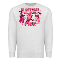 Oatmeal Heather in october we wear pink Premium Sweatshirt - LillyAllenDesigns
