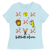 Baby Blue softball coquette bow Ladies Tee - JahusDesignShop