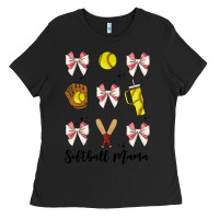 Black softball coquette bow Ladies Tee - JahusDesignShop