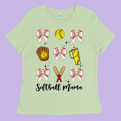 Softball Coquette Bow Ladies Tee Designed By Jahusdesignshop