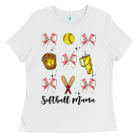 White softball coquette bow Ladies Tee - JahusDesignShop