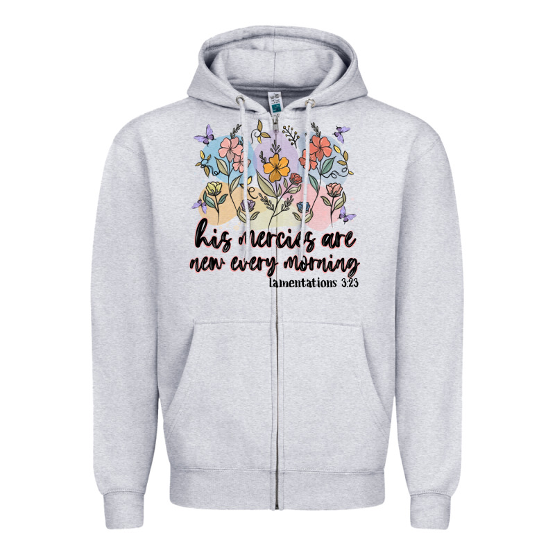 His Mercies Are New Every Morning Zipper Hoodie by MaliasSmallBusiness | Teevron