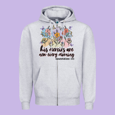 His Mercies Are New Every Morning Zipper Hoodie Designed By Maliassmallbusiness