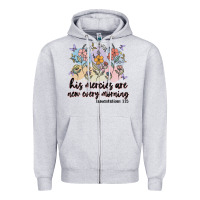 Heather Grey his mercies are new every morning Zipper Hoodie - MaliasSmallBusiness