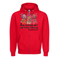 Red his mercies are new every morning Zipper Hoodie - MaliasSmallBusiness