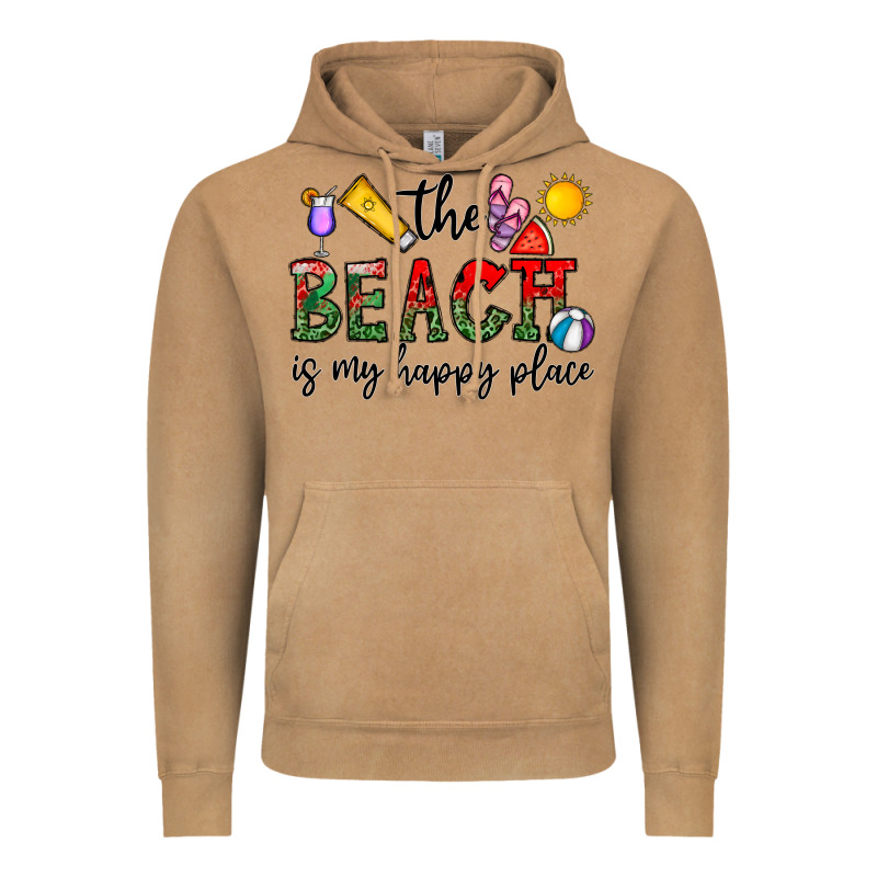 The Beach Is My Happy Place Vintage Hoodie by CowhideDigitalArt | Teevron