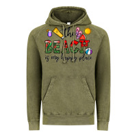 Vintage Olive the beach is my happy place Vintage Hoodie - CowhideDigitalArt