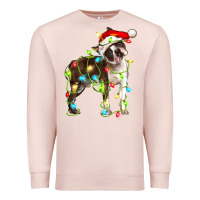 Pale Pink christmas chocolate boston terrier Premium Sweatshirt - LillyAllenDesigns