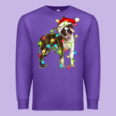 Christmas Chocolate Boston Terrier Premium Sweatshirt Designed By Lillyallendesigns