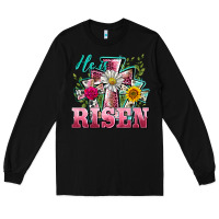 Black he is risen cross easter Long Sleeve Tee - BarkalooDesign