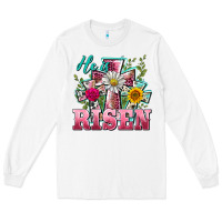 White he is risen cross easter Long Sleeve Tee - BarkalooDesign