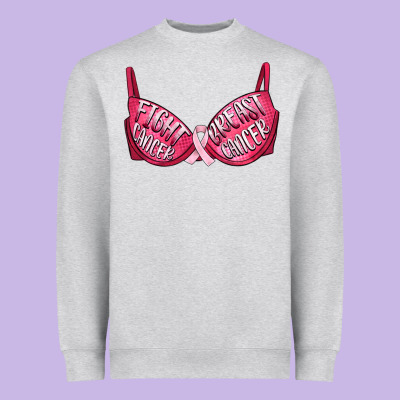 Fight Cancer Breast Cancer Bra Heavyweight Sweatshirt Designed By Artiststas