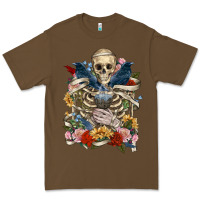 Cacao Flower Boho Skull Skeleton Premium Tee - RanaPortraitStore