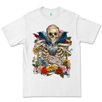 White Flower Boho Skull Skeleton Premium Tee - RanaPortraitStore