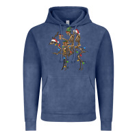 Vintage Denim Christmas deer and skeletons Vintage Hoodie - FaDigitalArtStudio