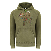 Vintage Olive Christmas deer and skeletons Vintage Hoodie - FaDigitalArtStudio