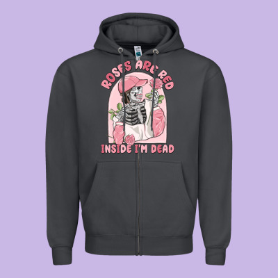 Roses Are Red Inside I'm Dead Zipper Hoodie Designed By Maliassmallbusiness