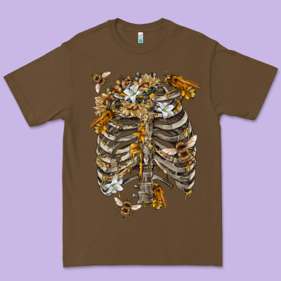 Premium Tee Flower rib cage bees