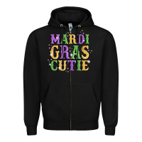 Black mardi gras cutie Zipper Hoodie - MaliasSmallBusiness