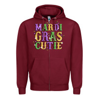 Burgundy mardi gras cutie Zipper Hoodie - MaliasSmallBusiness