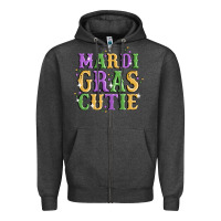 Charcoal Heather mardi gras cutie Zipper Hoodie - MaliasSmallBusiness
