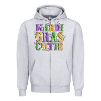 Heather Grey mardi gras cutie Zipper Hoodie - MaliasSmallBusiness