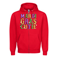 Red mardi gras cutie Zipper Hoodie - MaliasSmallBusiness